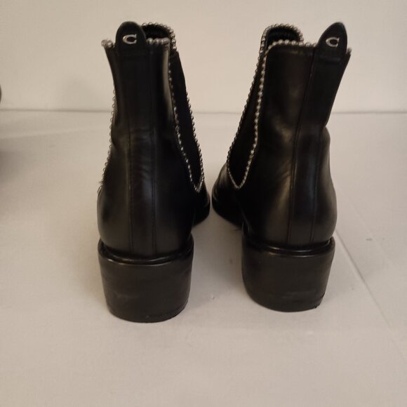 Coach Bowery Beadchain Black Leather Ankle Boots Women’s Size 6.5 B – Very Good - Picture 9 of 16